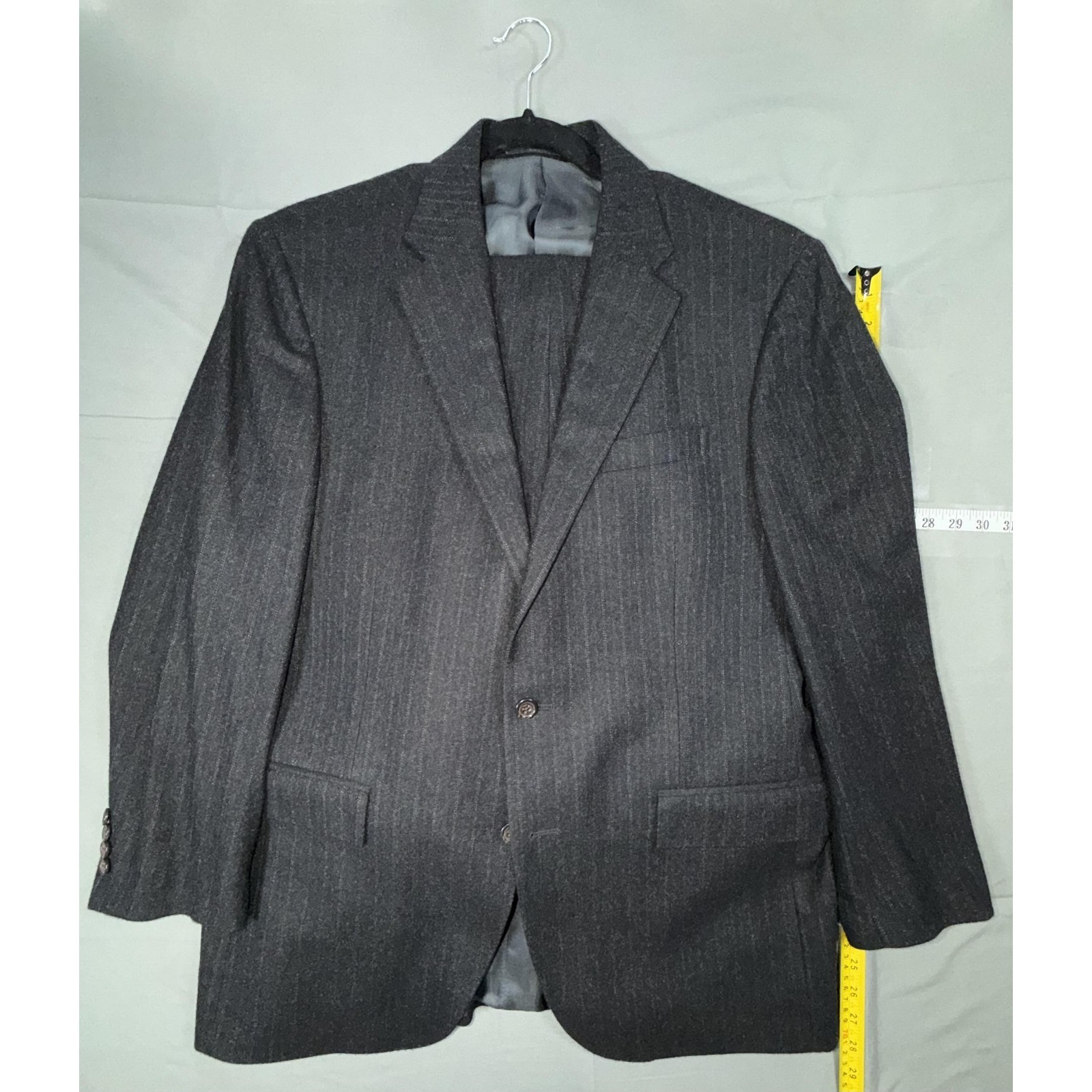 Polo By Ralph Lauren Suit Mens 42r/36 Gray Pinstripe Wool Made In Italy